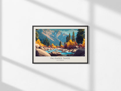 Palisades Tahoe Landscape Matte Border Poster | California Framed or Unframed Travel Wall Art — framed and ready to hang, 2x3