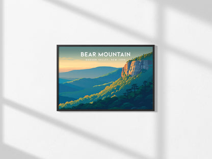 Bear Mountain Landscape Poster | Hudson Valley, New York Vacation Wall Art — framed and ready to hang, 2x3 in