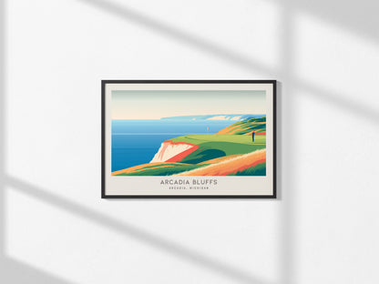 Arcadia Bluffs Landscape Matte Border Poster | Golf Wall Art Arcadia, Michigan Framed or Unframed — framed and ready to hang