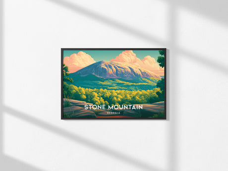 Stone Mountain Park Landscape Poster | Stone Mountain, Georgia Vacation Wall Art — framed and ready to hang, 2x3 in