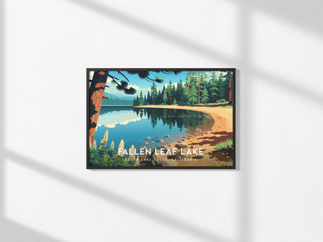Fallen Leaf Lake Landscape Poster | South Lake Tahoe, California Vacation Wall Art — framed and ready to hang, 2x3 in