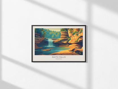 Smith Falls Landscape Matte Border Poster | Nebraska Framed or Unframed Travel Gift — framed and ready to hang, 2x3 in