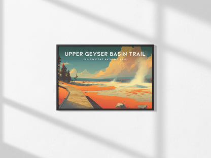Upper Geyser Basin Trail Landscape Poster | Yellowstone National Park Vacation Wall Art — framed and ready to hang, 2x3 in
