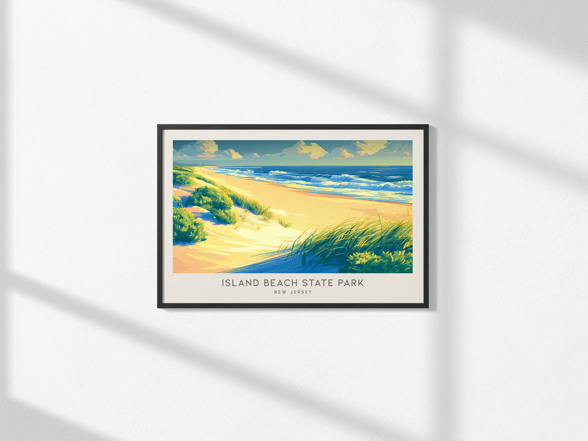 Island Beach State Park Landscape Matte Border Poster | New Jersey Vacation Wall Art — framed and ready to hang, 2x3 in