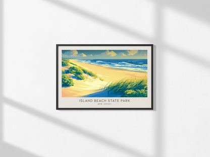Island Beach State Park Landscape Matte Border Poster | New Jersey Vacation Wall Art — framed and ready to hang, 2x3 in