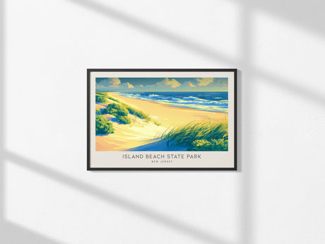 Island Beach State Park Landscape Matte Border Poster | New Jersey Vacation Wall Art — framed and ready to hang, 2x3 in