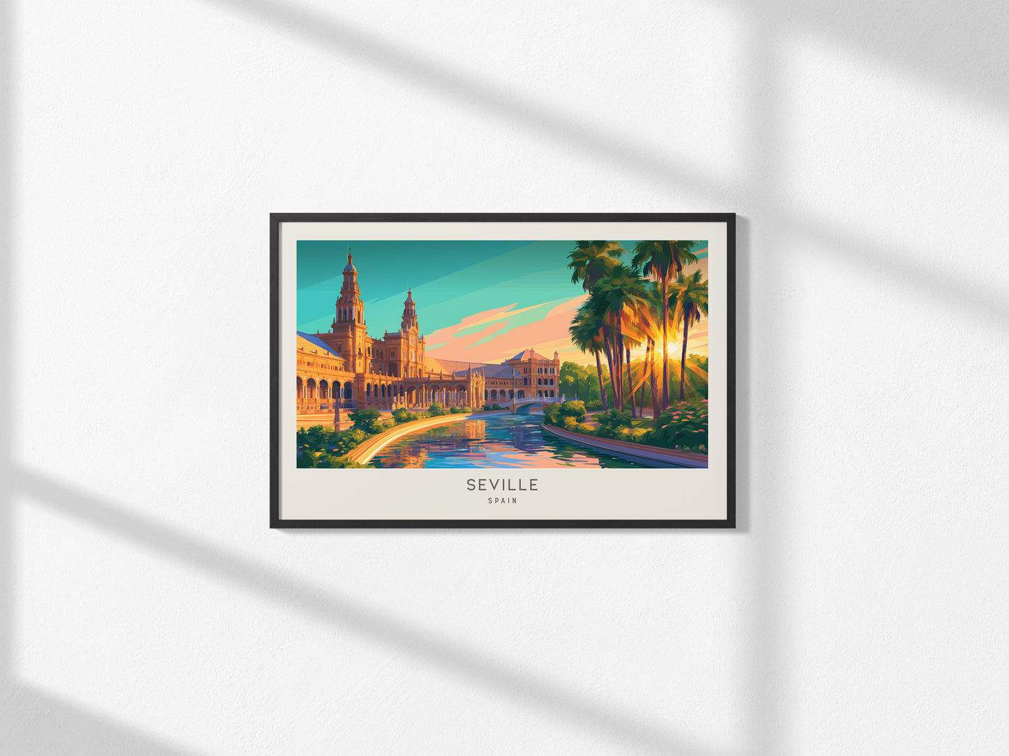 Seville Landscape Matte Border Poster | Spain Framed or Unframed Travel Gift Wall Art — framed and ready to hang, 2x3 in