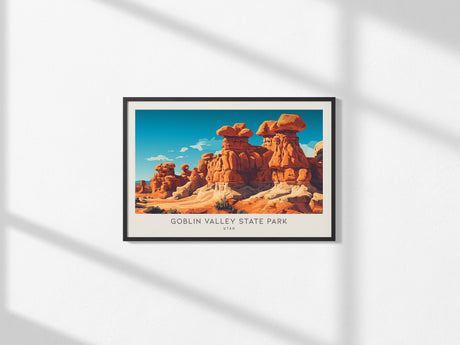Goblin Valley State Park Landscape Matte Border Poster | Utah Travel Gift Wall Art — framed and ready to hang, 2x3 in