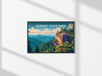 Gorges State Park Landscape Poster | Sapphire, North Carolina Framed or Unframed Beach House Decor — framed and ready to hang