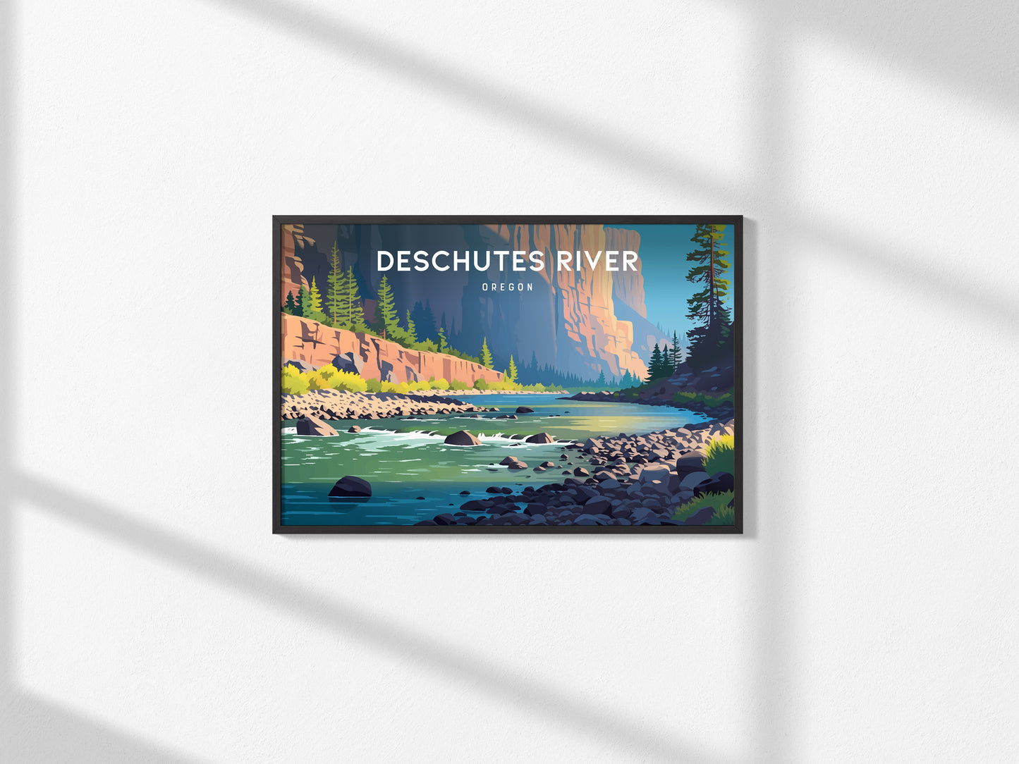 Deschutes River, Oregon Landscape Poster | Destination Print Travel Gift Wall Art — framed and ready to hang, 2x3 in