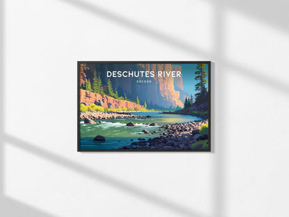 Deschutes River, Oregon Landscape Poster | Destination Print Travel Gift Wall Art — framed and ready to hang, 2x3 in
