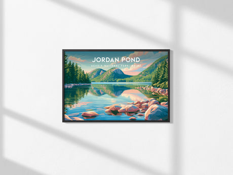 Jordan Pond Landscape Poster | Acadia National Park, Maine Travel Wall Art — framed and ready to hang, 2x3 in