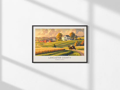 Lancaster County Landscape Matte Border Poster | Pennsylvania Travel Gift Vacation Wall Art — framed and ready to hang, 2x3 i