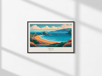 Crete Landscape Matte Border Poster | Greece Tropical Beach Print Vacation Wall Art — framed and ready to hang, 2x3 in