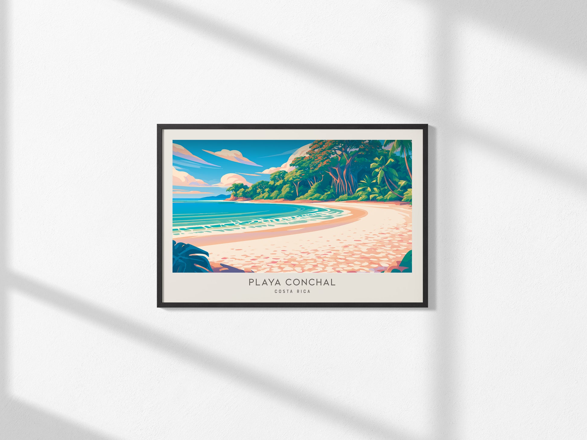 Playa Conchal Landscape Matte Border Poster | Costa Rica Coastal Beach Decor Travel Wall Art — framed and ready to hang, 2x3