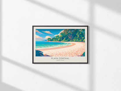 Playa Conchal Landscape Matte Border Poster | Costa Rica Coastal Beach Decor Travel Wall Art — framed and ready to hang, 2x3