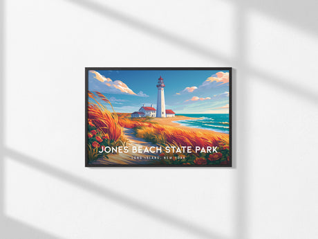 Jones Beach State Park Landscape Poster | Long Island, New York Travel Wall Art — framed and ready to hang, 2x3 in