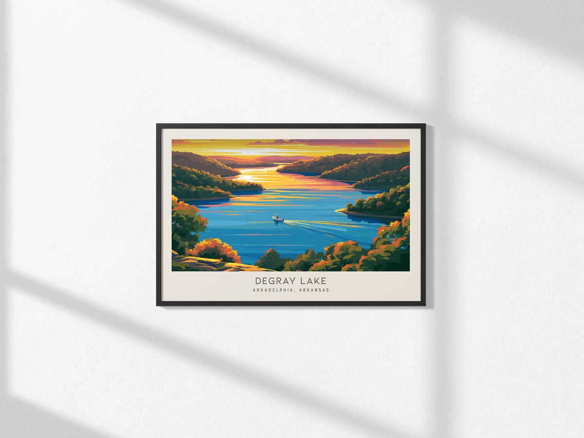 DeGray Lake Landscape Matte Border Poster | Arkadelphia, Arkansas Travel Gift — framed and ready to hang, 2x3 in