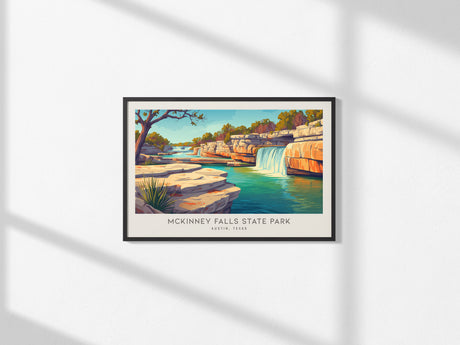 McKinney Falls State Park Landscape Matte Border Poster | Austin, Texas Framed or Unframed Travel Wall Art — framed and ready