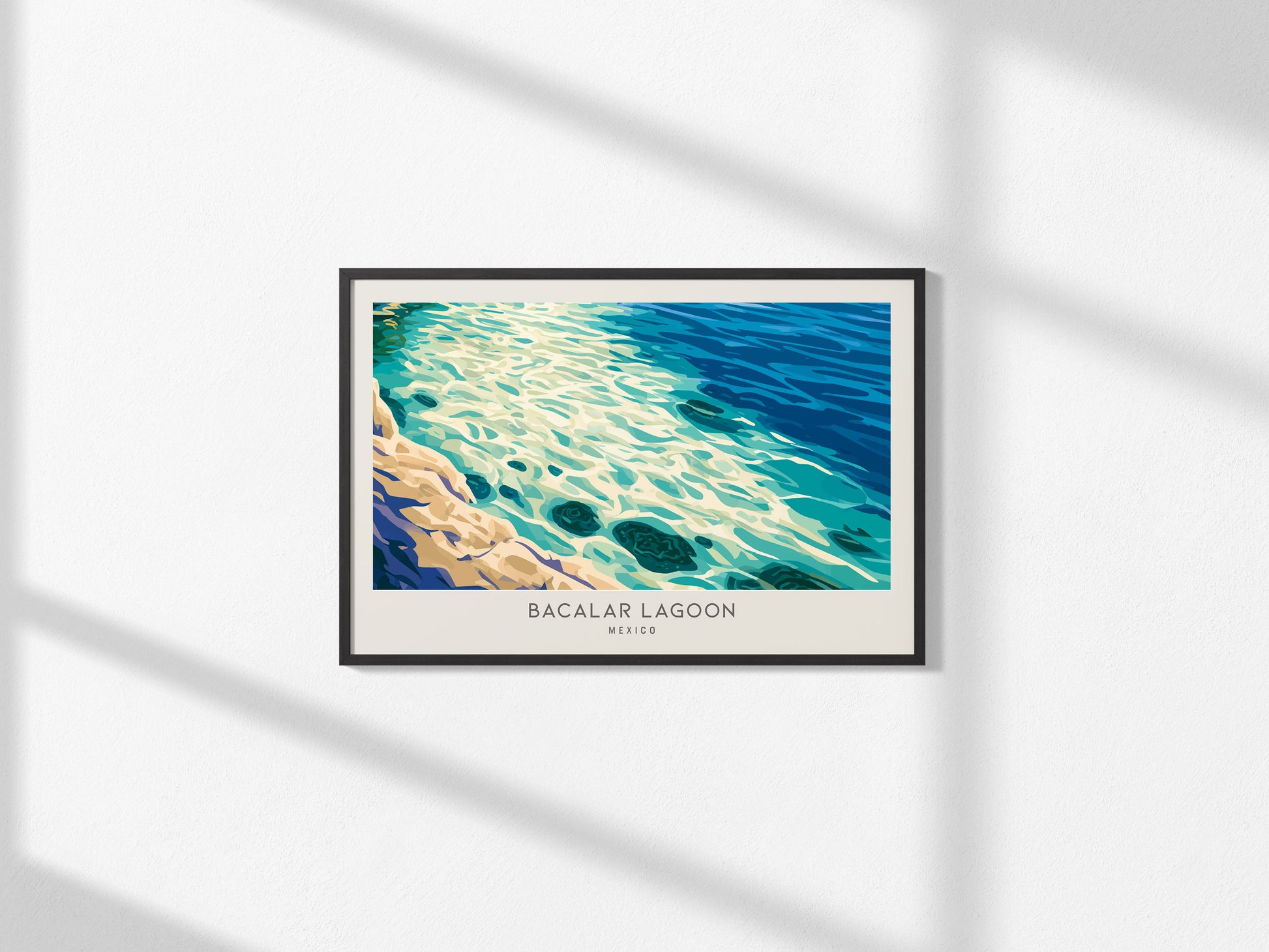 Bacalar Lagoon Landscape Matte Border Poster | Mexico Coastal Beach Decor Travel Wall Art — framed and ready to hang, 2x3 in