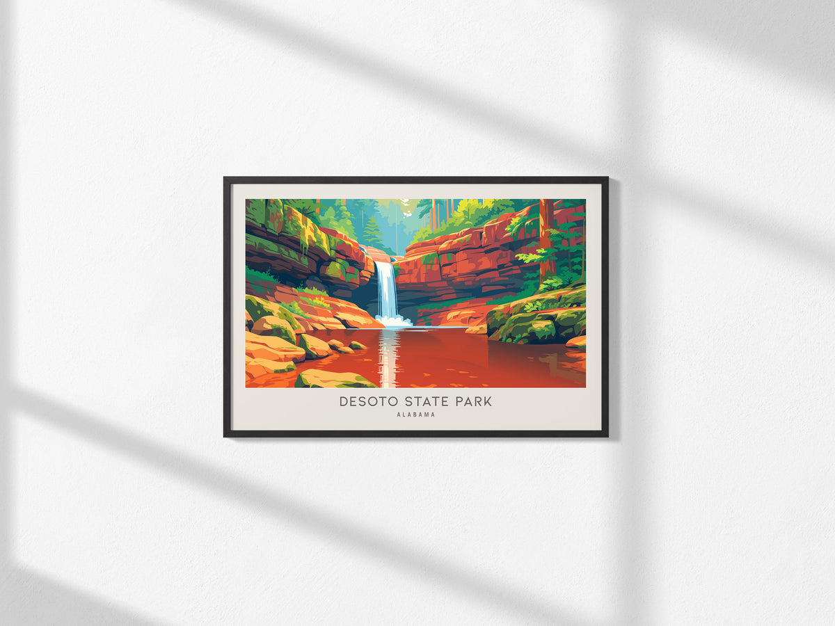 DeSoto State Park Landscape Matte Border Poster | Alabama Travel Gift Framed or Unframed — framed and ready to hang, 2x3 in