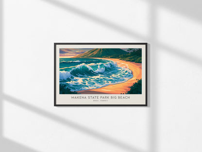 Makena State Park Big Beach Landscape Matte Border Poster | Maui, Hawaii Coastal Beach Decor — framed and ready to hang, 2x3