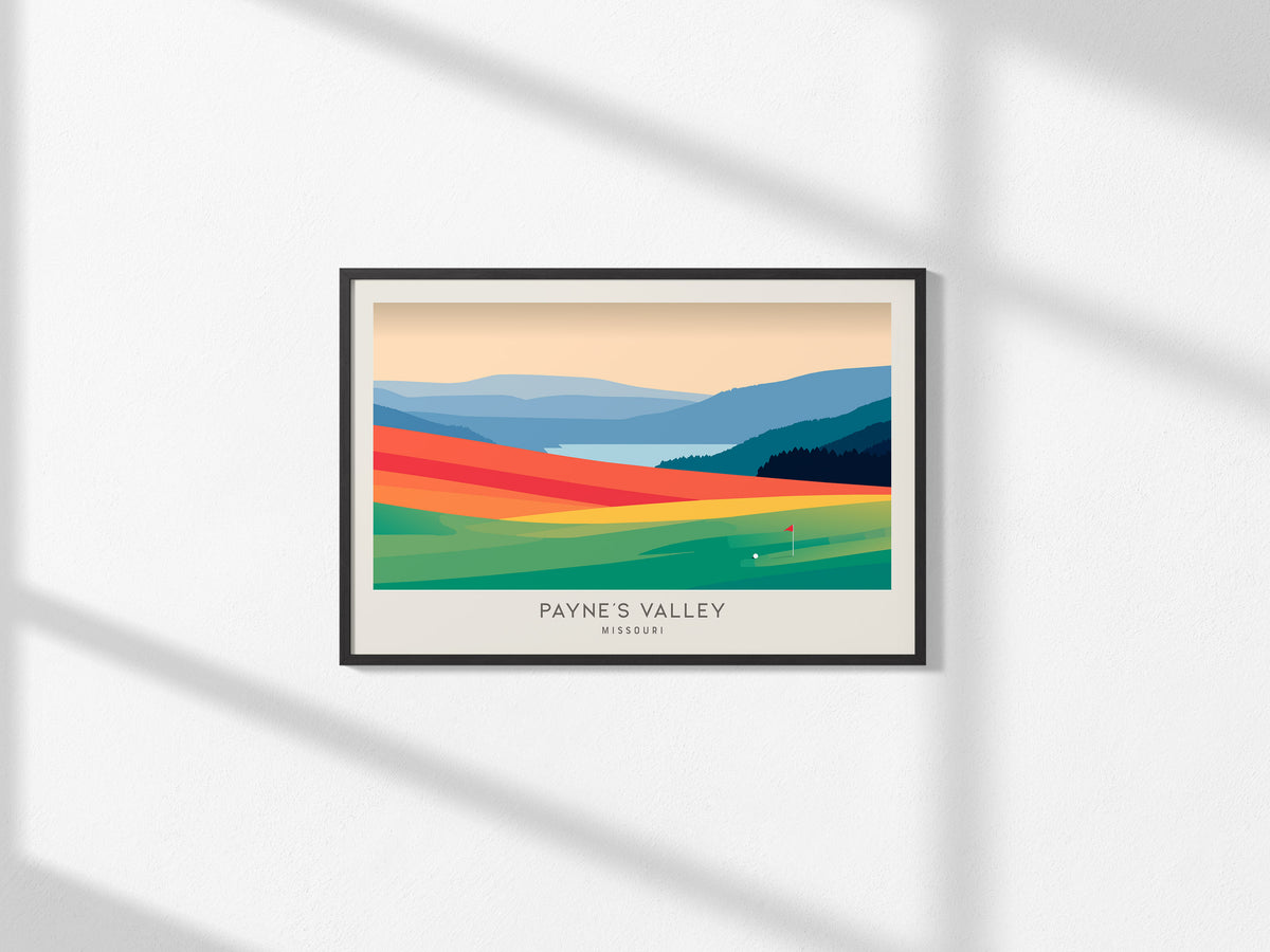 Payne's Valley Landscape Matte Border Poster | Missouri Golf Wall Art & Framed or Unframed — framed and ready to hang, 2x3 in