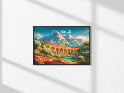 Provence, France Landscape Poster | Rolling Countryside Destination Print Wall Art — framed and ready to hang, 2x3 in