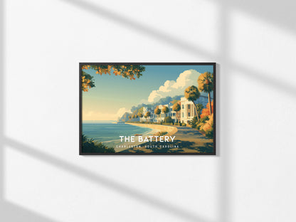 The Battery Landscape Poster | Charleston, South Carolina Destination Print Framed or Unframed Wall Art — framed and ready to