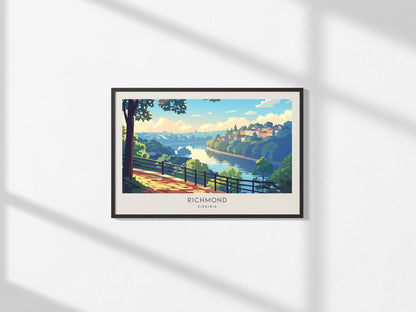 Richmond Landscape Matte Border Poster | Virginia Travel Wall Art — framed and ready to hang, 2x3 in