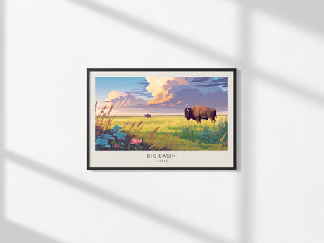 Big Basin Landscape Matte Border Poster | Kansas Vacation Wall Art Framed or Unframed — framed and ready to hang, 2x3 in