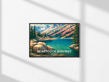 Beartooth Highway, Montana Landscape Poster | Mountain Road Vacation Wall Art — framed and ready to hang, 2x3 in
