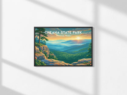 Cheaha State Park Landscape Poster | Delta, Alabama Vacation Wall Art — framed and ready to hang, 2x3 in