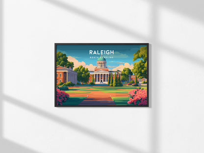 Raleigh Landscape Poster | North Carolina Oak City Framed or Unframed Wall Art — framed and ready to hang, 2x3 in