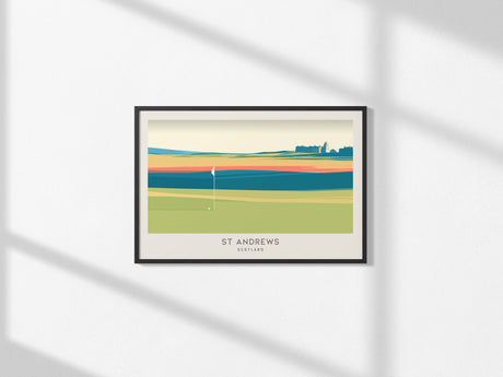 St Andrews Landscape Matte Border Poster | Scotland Golf Wall Art Framed or Unframed — framed and ready to hang, 2x3 in