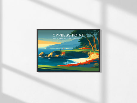 Cypress Point Landscape Poster | Del Monte Forest, California Golf Wall Art Framed or Unframed — framed and ready to hang, 2x