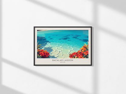 Bacalar Lagoon Landscape Matte Border Poster | Mexico Coastal Beach Decor Travel Wall Art — framed and ready to hang, 2x3 in