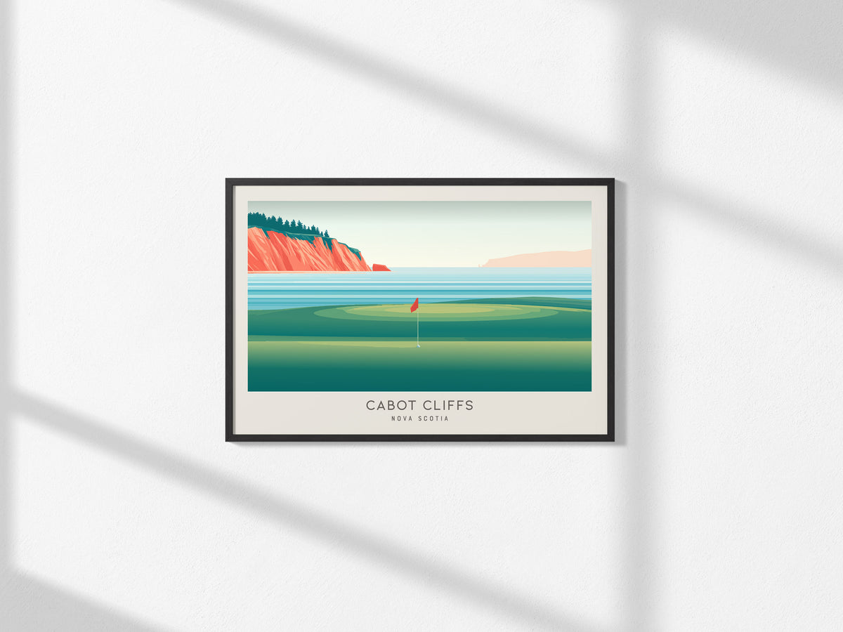 Cabot Cliffs Landscape Matte Border Poster | Nova Scotia Country Club Decor Links Poster — framed and ready to hang, 2x3 in
