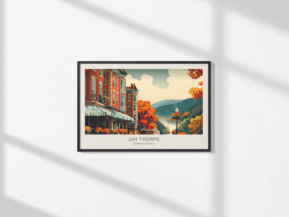 Jim Thorpe Landscape Matte Border Poster | Pennsylvania Travel Wall Art — framed and ready to hang, 2x3 in