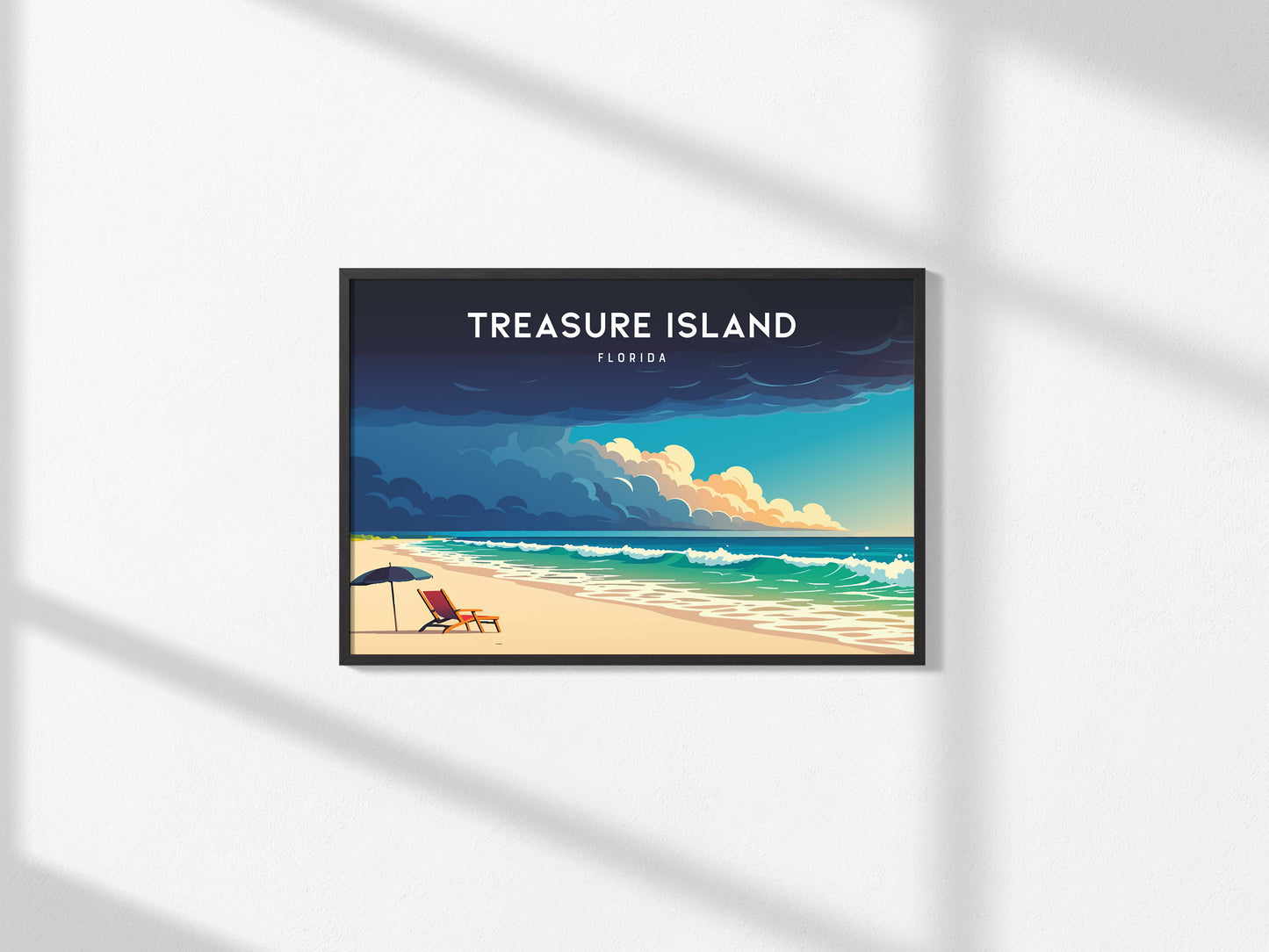 Treasure Island, Florida Poster | Landscape Gulf Coast Art Beach House Decor Wall Art — framed and ready to hang, 2x3 in