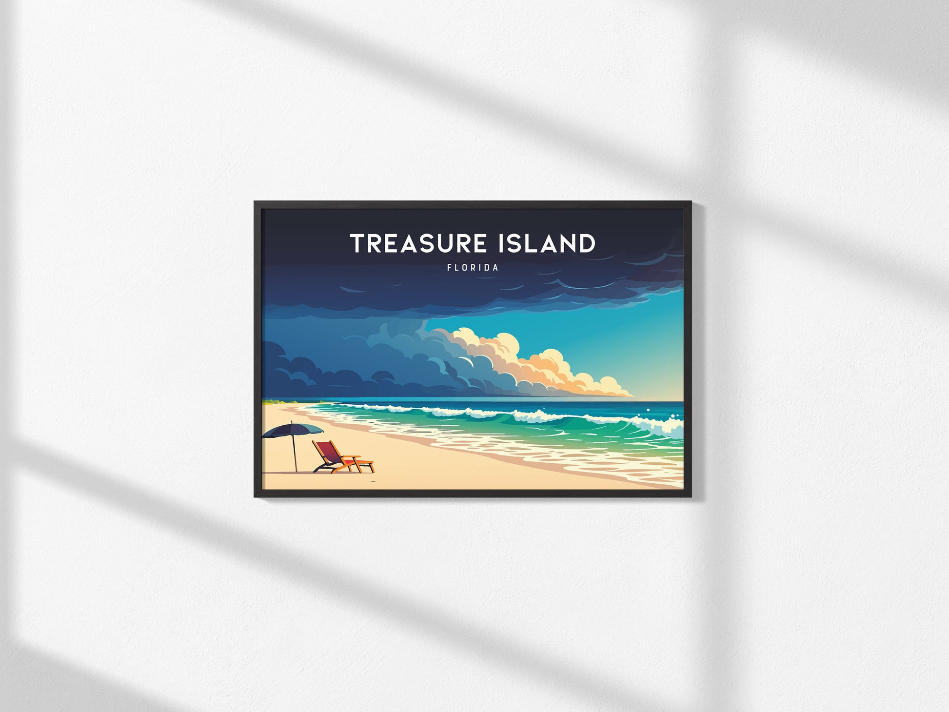 Treasure Island, Florida Poster | Landscape Gulf Coast Art Beach House Decor Wall Art — framed and ready to hang, 2x3 in