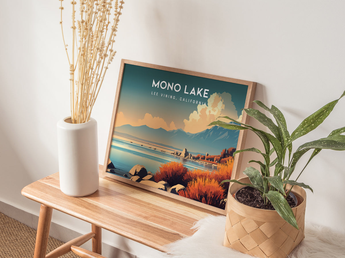 Mono Lake Landscape Poster | Lee Vining, California Vacation Wall Art — 20x16 in