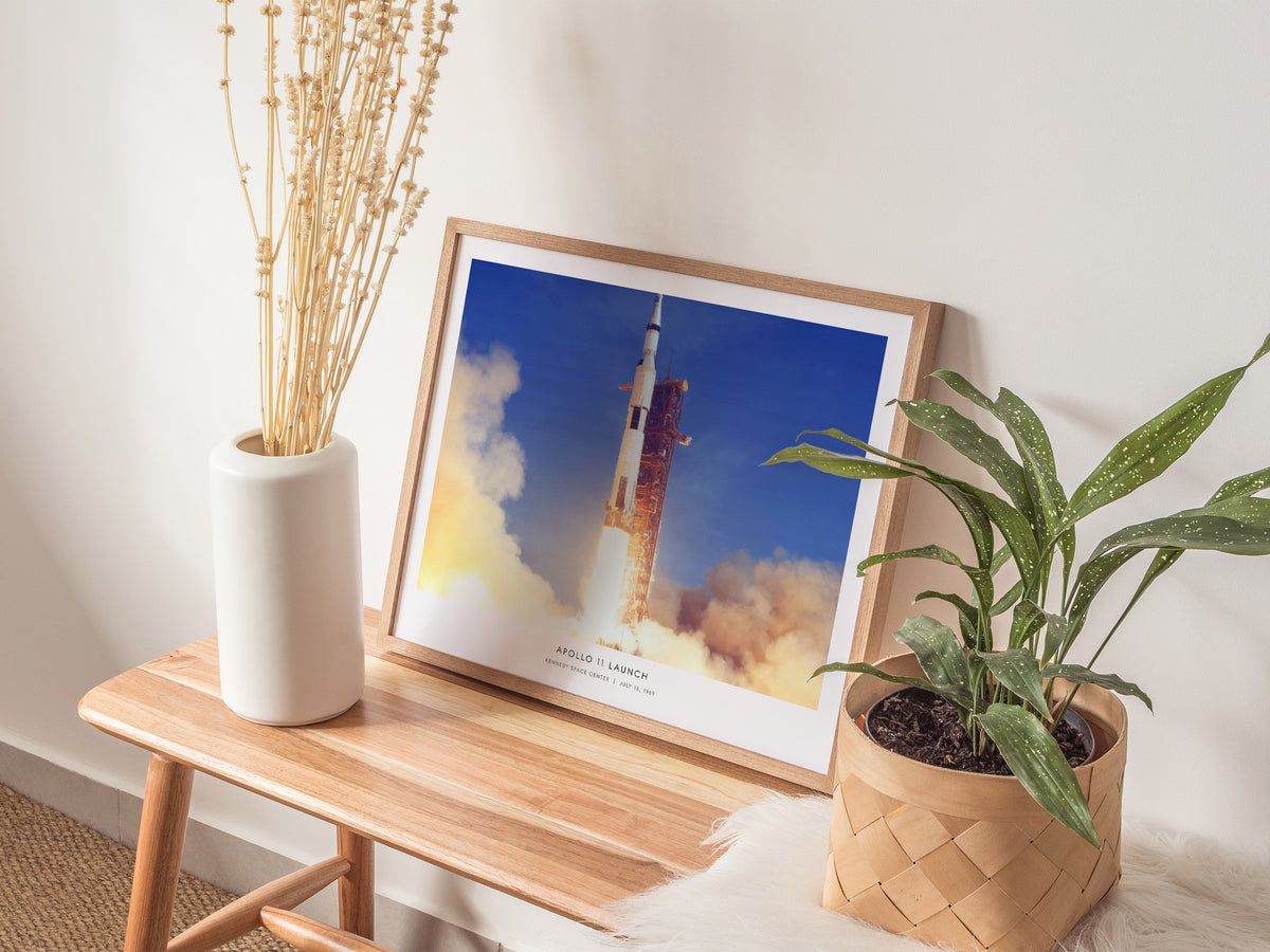 Apollo 11 Launch Landscape Poster | NASA Kennedy Space Center Space Photography Wall Art — 20x16 in