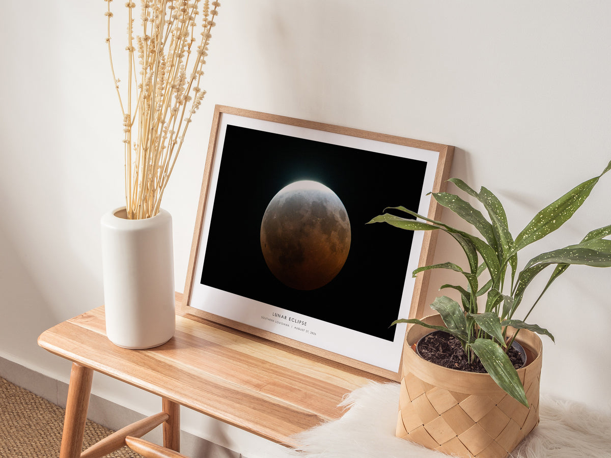 Lunar Eclipse Landscape Poster | NASA Astronomy Print Southern Louisiana Wall Art — 20x16 in
