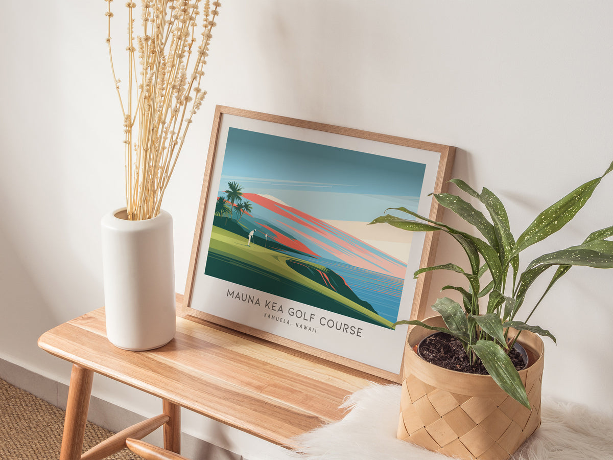 Mauna Kea Golf Course Landscape Matte Border Poster | Kamuela, Hawaii Golf Wall Art & Framed or Unframed Links Poster — 20x16