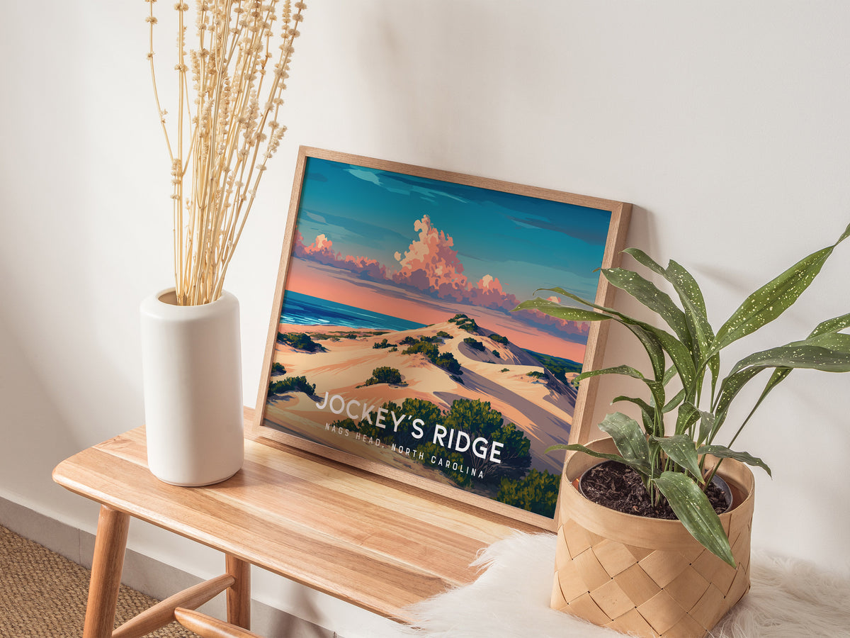 Jockey's Ridge Landscape Poster | Nags Head, North Carolina Destination Print Beach House Decor — 20x16 in