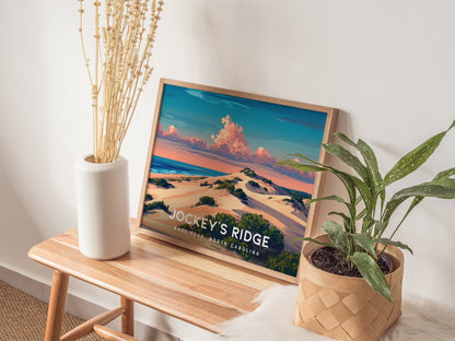 Jockey's Ridge Landscape Poster | Nags Head, North Carolina Destination Print Beach House Decor — 20x16 in