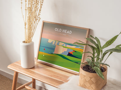 Old Head Landscape Poster | Ireland Links Poster & Framed or Unframed Golf Wall Art — 20x16 in