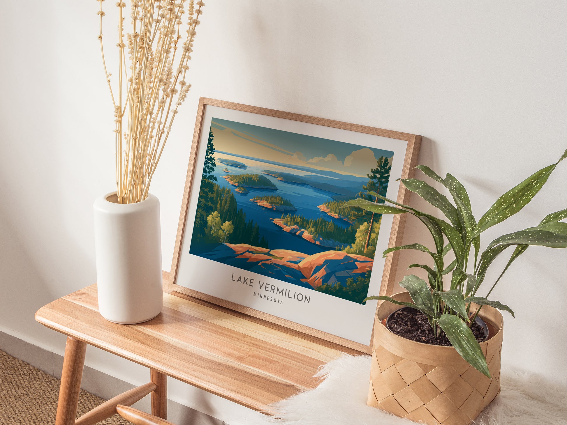 Lake Vermilion Landscape Matte Border Poster | Travel Wall Art — 20x16 in