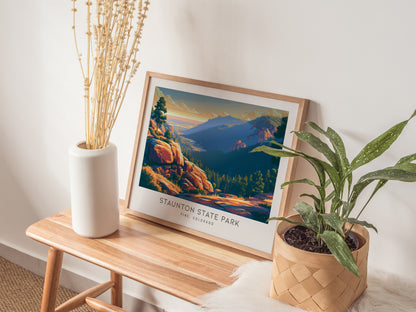 Staunton State Park Landscape Matte Border Poster | Pine, Colorado Travel Wall Art — 20x16 in